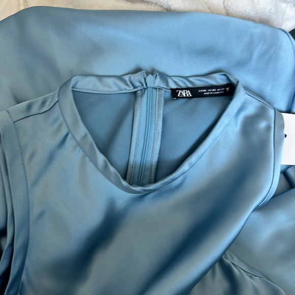 Zara blue satin like dress - Picture 15 of 15
